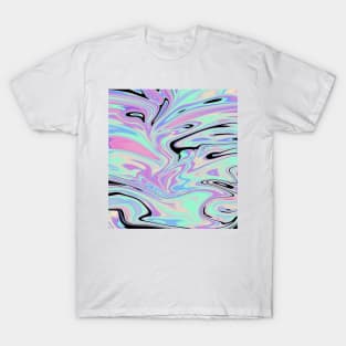 Multi-Colored Holographic Swirls Design T-Shirt